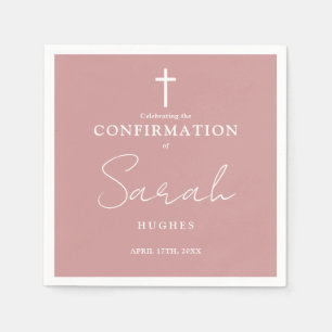 Serviette En Papier Élégant Dusty Rose moderne minimaliste confirmatio
