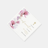 Serviette En Papier Élégant Dusty Rose Transparent Floral Confirmation (Coin)