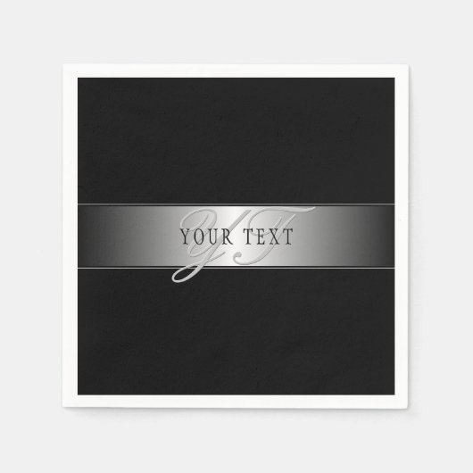 Serviette En Papier Élégant écriture de script de monogramme modifiabl (Devant)