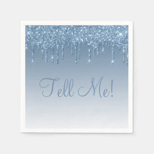 Serviette En Papier Élégant écriture glacée bleu glamour pailleté fémi