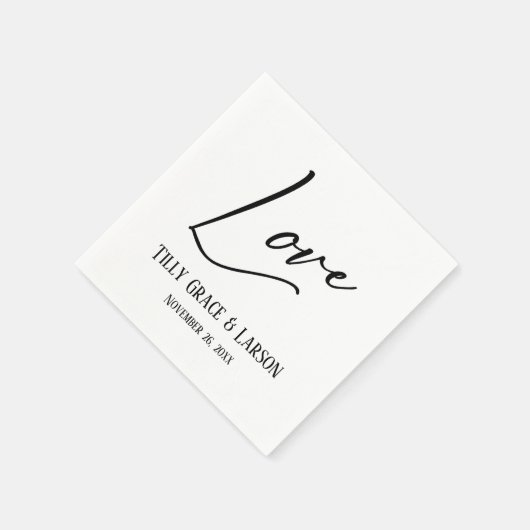 Serviette En Papier Élégant écriture manuscrite Typographie Love (Coin)