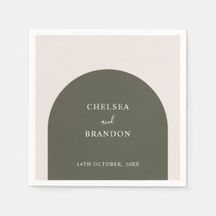 Serviette En Papier Élégant écriture vert sauge bohème arche rustique 