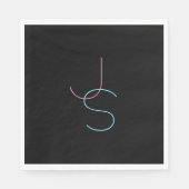 Serviette En Papier Élégant Éditable Deux Initiales D'Apparence Modern (Devant)