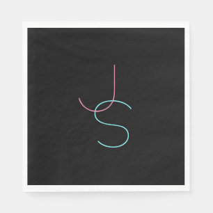 Serviette En Papier Élégant Éditable Deux Initiales D'Apparence Modern