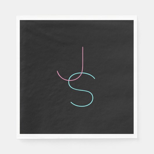 Serviette En Papier Élégant Éditable Deux Initiales D'Apparence Modern (Devant)