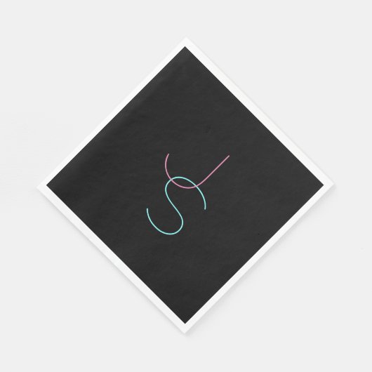 Serviette En Papier Élégant Éditable Deux Initiales D'Apparence Modern (Coin)
