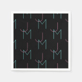 Serviette En Papier Élégant Éditable Deux Initiales Modernes Carrelées (Devant)