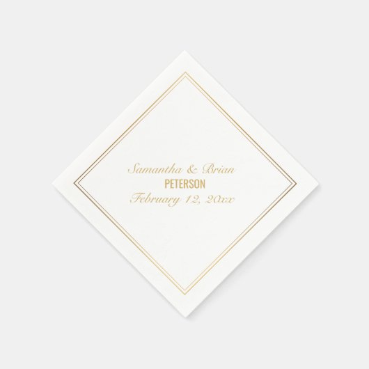 Serviette En Papier Élégant effet or Bride et Groom mariage serviette (Coin)