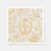 Serviette En Papier Élégant, élégant, beige or, toile équestre (Devant)