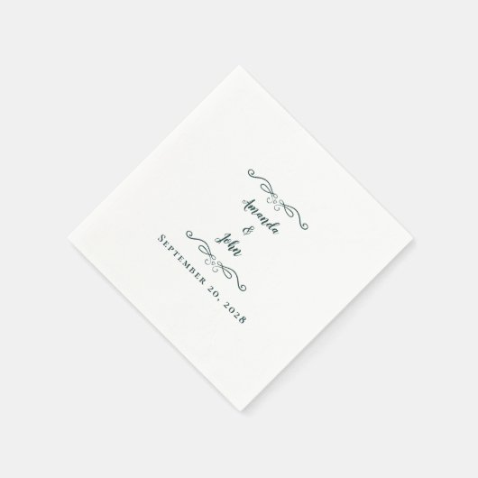 Serviette En Papier Élégant Emerald Green Mariage Noms de réception Da (Coin)