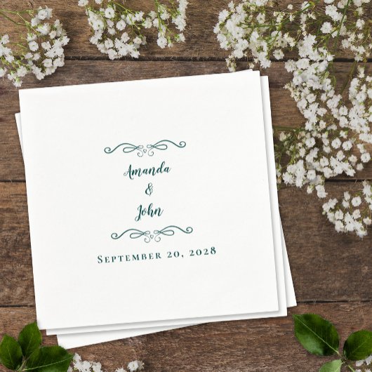 Serviette En Papier Élégant Emerald Green Mariage Noms de réception Da