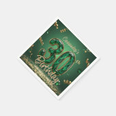 Serviette En Papier Élégant émeraude chic et joyau d'or 30e anniversai (Coin)