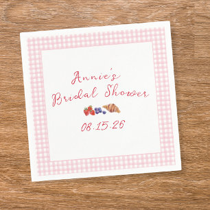 Serviette En Papier Élégant En vichy été Brunch Fête des mariées rose