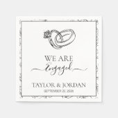 Serviette En Papier Elegant Engagement Ring We Are Engaged Custom  (Devant)