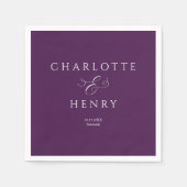 Serviette En Papier Élégant et chic Mariage pourpre (Devant)