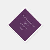 Serviette En Papier Élégant et chic Mariage pourpre (Coin)