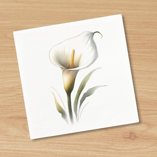 Serviette En Papier Elégant et moderne Calla Lily Cocktail chic