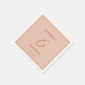 Serviette En Papier Elégant et moderne mariage de pêche (Coin)