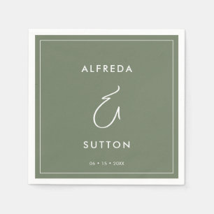 Serviette En Papier Élégant et moderne mariage vert foncé