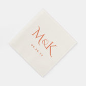 Serviette En Papier Élégant et simple Burnt Orange Mariage Monogramme (Coin)