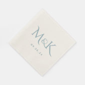 Serviette En Papier Élégant et simple Mariage bleu Dusty (Coin)