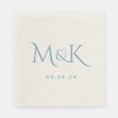 Serviette En Papier Élégant et simple Mariage bleu Dusty (Devant)