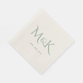 Serviette En Papier Élégant et simple Sage Green Mariage Monogramme (Coin)