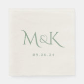 Serviette En Papier Élégant et simple Sage Green Mariage Monogramme (Devant)