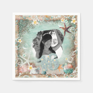 Serviette En Papier Élégant Étoile de Mer Perles de Mer Fête Photo 16