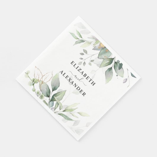 Serviette En Papier Elégant eucalyptus aéré mariage (Coin)