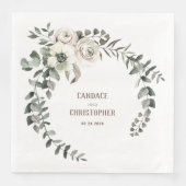 Serviette En Papier Élégant Eucalyptus Blush Ranunculus Rose Anémone (Devant)