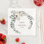 Serviette En Papier Élégant Eucalyptus Blush Ranunculus Rose Anémone (En situation)