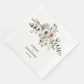 Serviette En Papier Elégant Eucalyptus Blush Rose Blanc Hydrangée (Coin)
