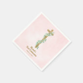 Serviette En Papier Élégant Eucalyptus et première communion rose croi (Coin)