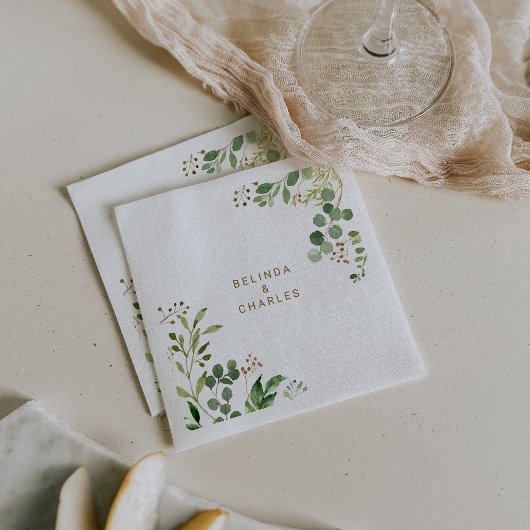 Serviette En Papier Elégant Eucalyptus Feuille de verdure Mariage Napk