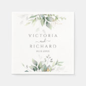 Serviette En Papier Elégant Eucalyptus Feuille Mariage or vert (Devant)