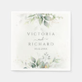 Serviette En Papier Elégant Eucalyptus Feuille Mariage or vert (Devant)