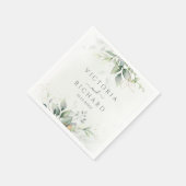 Serviette En Papier Elégant Eucalyptus Feuille Mariage or vert (Coin)