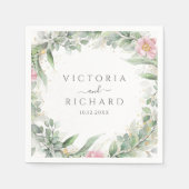 Serviette En Papier Elégant Eucalyptus Feuille Mariage or vert (Devant)