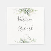 Serviette En Papier Elégant Eucalyptus Feuille Mariage or vert (Devant)