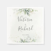 Serviette En Papier Elégant Eucalyptus Feuille Mariage or vert (Devant)