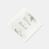 Serviette En Papier Elégant Eucalyptus Feuille Mariage or vert (Coin)