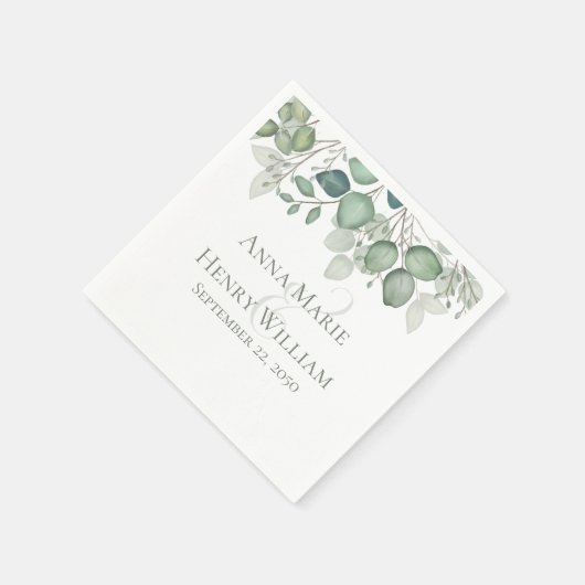 Serviette En Papier Élégant Eucalyptus Feuille Végétation Foliage (Coin)