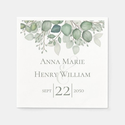 Serviette En Papier Elégant Eucalyptus Feuilles de feuillage (Devant)