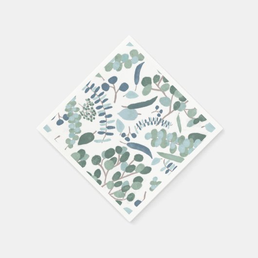 Serviette En Papier Elégant Eucalyptus Foliage Vert (Coin)