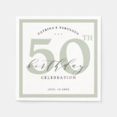 Serviette En Papier Elégant Eucalyptus Green 50e Anniversaire de fête  (Devant)