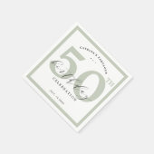 Serviette En Papier Elégant Eucalyptus Green 50e Anniversaire de fête  (Coin)