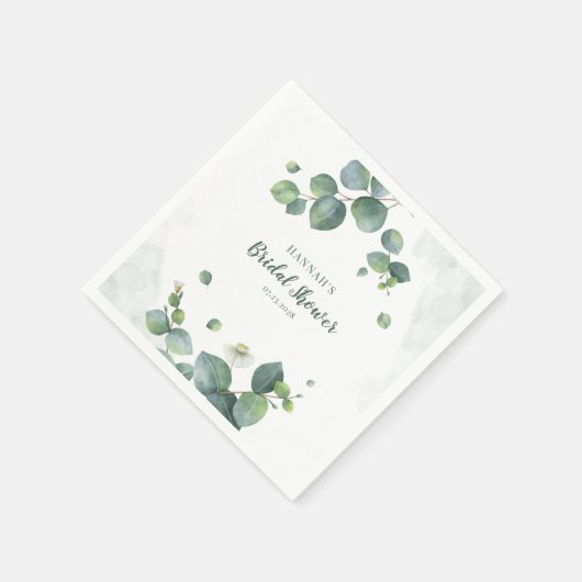 Serviette En Papier Elégant Eucalyptus Greenery Papier Fête des mariée (Coin)