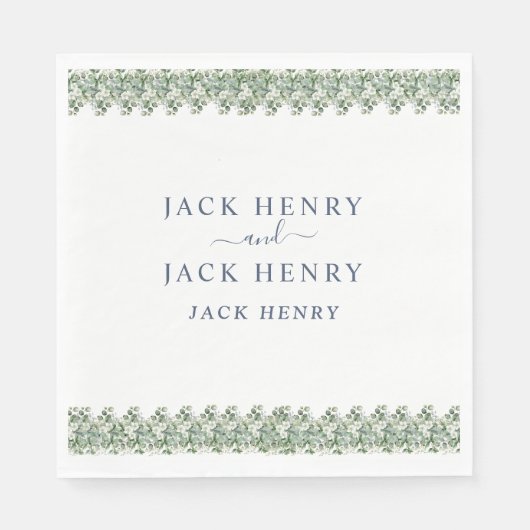 Serviette En Papier Elegant Eucalyptus Greenery Wedding Napkins (Devant)