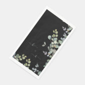 Serviette En Papier Élégant Eucalyptus Initiales Noir (Coin)